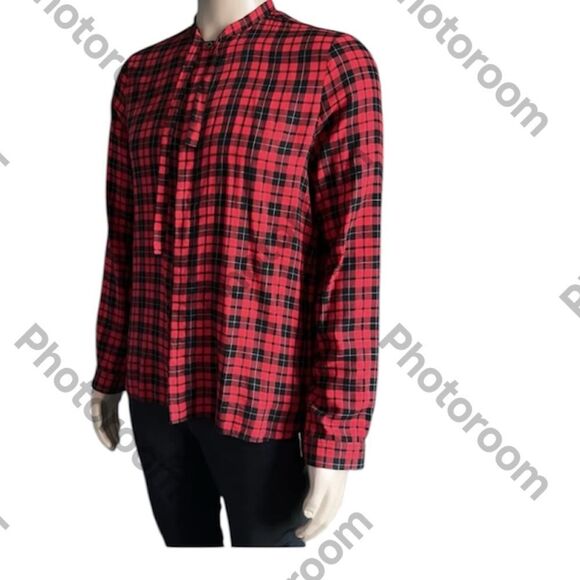 Gucci Black and Red checkered button down Bow Tie shirt. IT50/US Large Preowned.